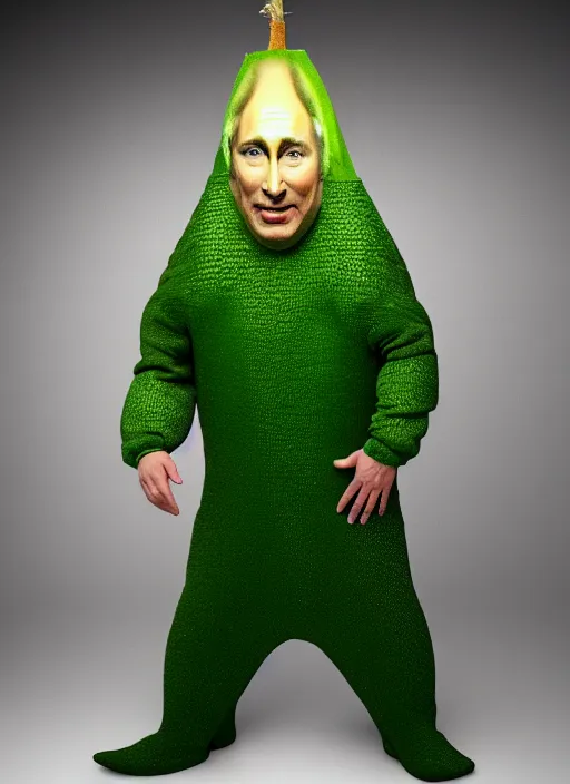 Image similar to putin wearing pickle costume, highly detailed, studio lighting, 4 k