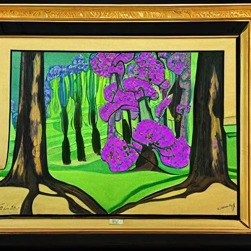 Prompt: charles burchfield art painting, offset chroma, RGB