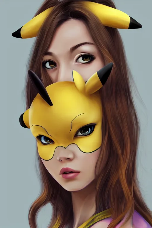 Image similar to heroine, beautiful, female pikachu, ultra detailed, digital art, 8 k, character, realistic, portrait, hyperrealistic