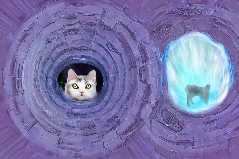 Image similar to a portal to the cat dimension, digital art