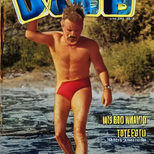 Image similar to Walter White on the cover of Swimsuit Illustrated (1978)