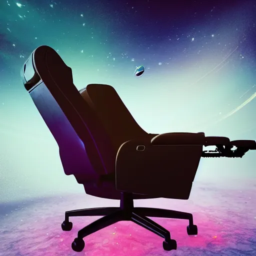 Prompt: recliner chair floating in space, acupuncture treatment, rendered in octane, 8 k, photorealistic person receiving acupuncture, galactic background, dreamy, dramatic lighting, universe scale