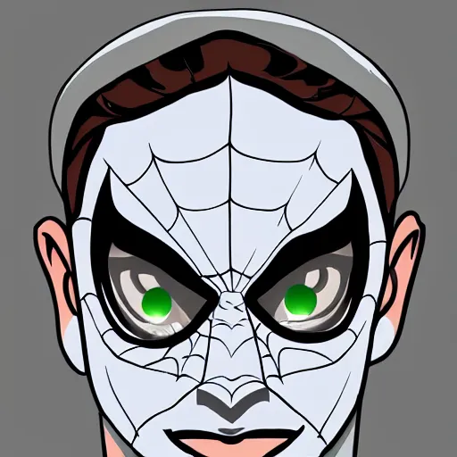 Prompt: portrait of mask tobey maguire's spider man, highly detailed, centered, solid color background, digital painting