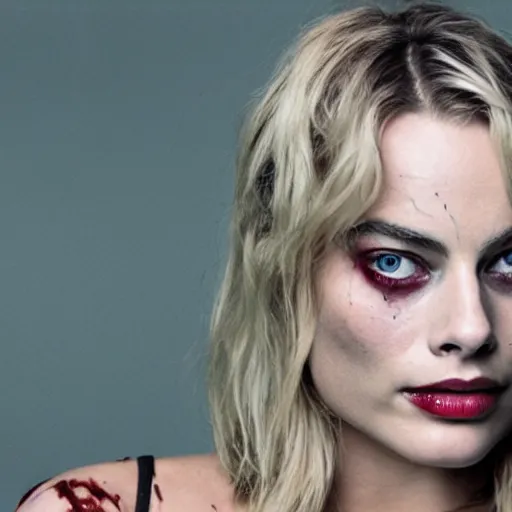 Image similar to photo of Margot Robbie as a zombie