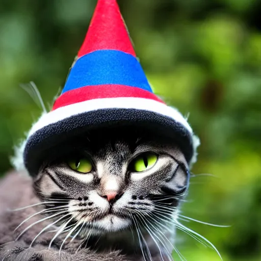 Prompt: a cat wearing a wizard's hat