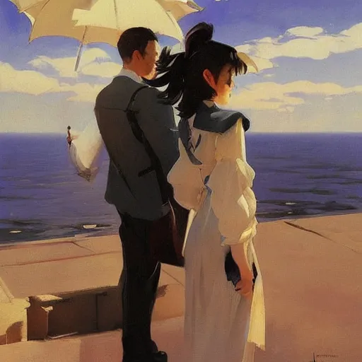 Image similar to castle on sea, moon, DARK SCHEME, by studio ghibli painting,by Joaquin Sorolla rhads Leyendecker, by Ohara Koson and Thomas, cloud.