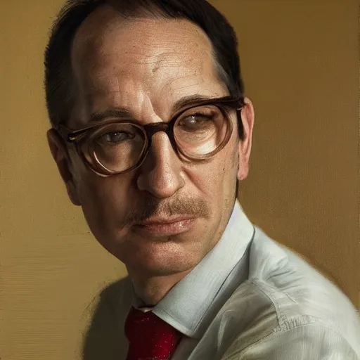 Image similar to guido guggenheim corporate portrait, professional profile photo, hyperreal photo portrait by jonathan yeo, by craig wiley, by david dawson, professional studio lighting, detailed realistic facial features