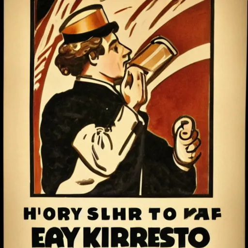 Prompt: early Zionist espresso propaganda poster