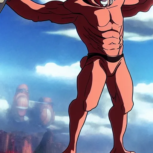 Prompt: Adam Sandler as a titan from Attack on Titan