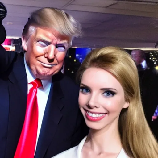 Prompt: donald trump taking a selfie with Amouranth