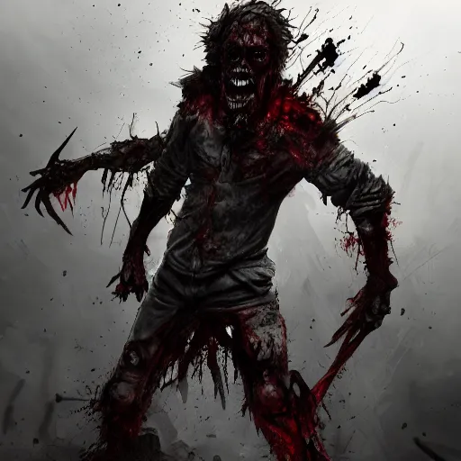 Image similar to angry zombie, full body portrait, riot gear, horror core, apocalyptic, feeling of grimdark, sharp focus, fiction, hyper detailed, digital art, trending in artstation, cinematic lighting, studio quality, smooth render, unreal engine 5 rendered, octane rendered, art style and nixeu and wlop and krenz cushart