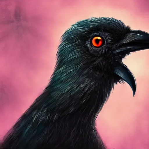 Prompt: A portrait of a zombie crow, undead bird, UHD, Tyler Jacobson, fantasy, DnD, magical particles, magical, digital art