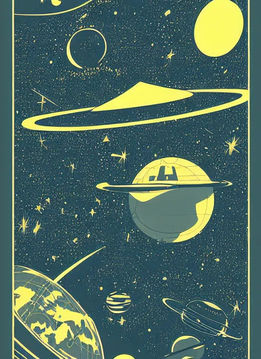 Image similar to vintage poster of space travel, poster, cover Art, illustration, vector Art, denoise