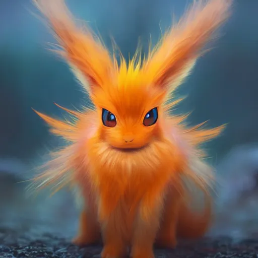 Image similar to national geographic photo of flareon, pokemon in the wild, intricate, portrait, 8 k highly professionally detailed, hdr, award winning