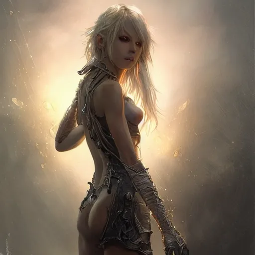 Image similar to cindy aurum ff 1 5, character concept art, sharp, digital matte painting, art by luis royo, greg rutkowski, wlop, dramatic lighting, trending on artstation