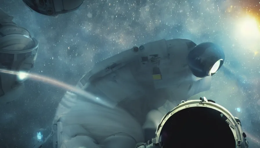 Prompt: pov of astronaut, flying into black hole, concept art, rendering, photorealism, volumetric lighting, movie still