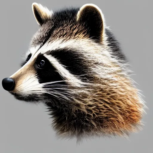 Prompt: profile of an racoon!!! bear!! hybrid, bold natural colors, masterpiece, trending on artstation, photograph