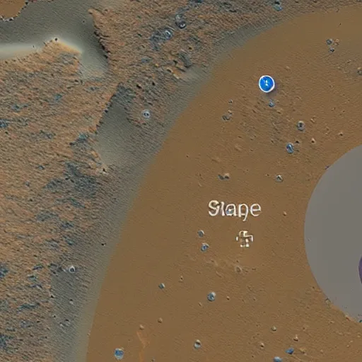 Prompt: a screenshot of google maps iphone app showing the surface of mars