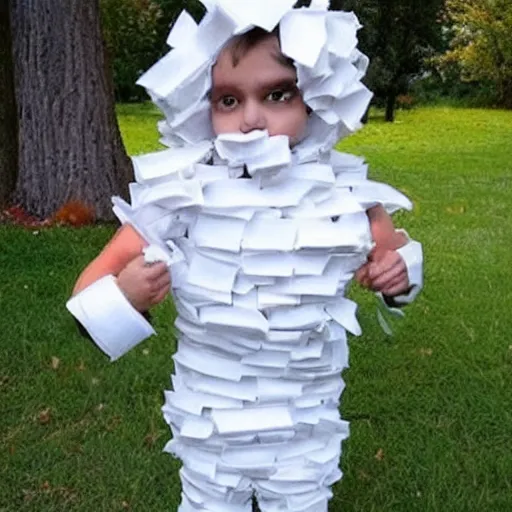 Image similar to creative costume made with toilet paper