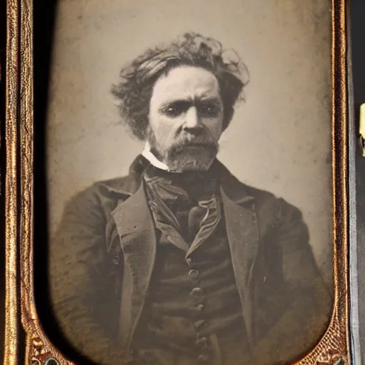 Image similar to 19 century steam punk industrialist orc highly focused detailed daguerreotype photo