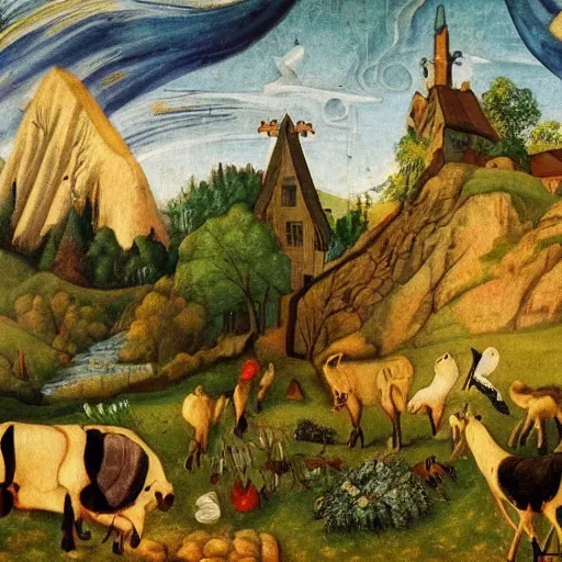 Prompt: 1 9 2 0 x 1 0 8 0 nature paintings in the middle ages, but art