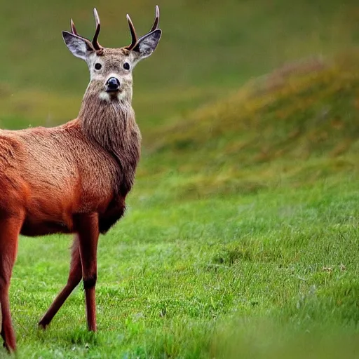 Prompt: a red deer, animal photography