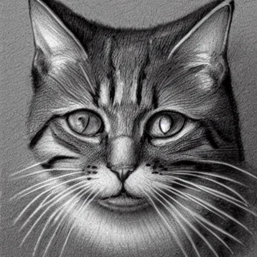 Prompt: happy cat pencil sketch highly detailed, smooth, sharp focus
