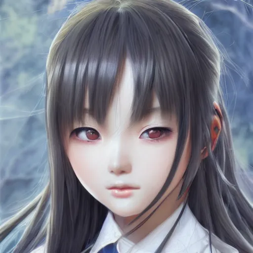 Image similar to ultra-detailed, amazing details, grayish palette, HD semirealistic anime CG concept art digital painting of a Japanese schoolgirl, by a Chinese artist at ArtStation, by Huang Guangjian, Fenghua Zhong, Ruan Jia, Xin Jin and Wei Chang. Realistic artwork of a Chinese videogame, gentle an harmonic colors.