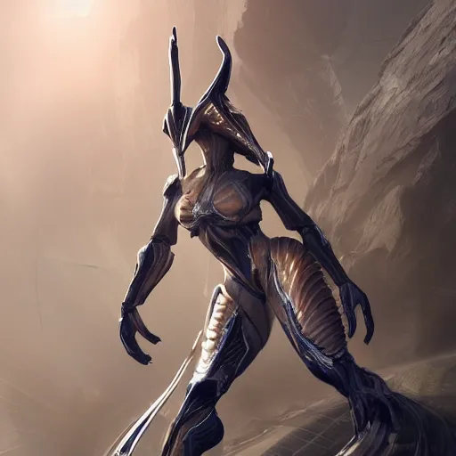 Image similar to beautiful and stunning giant female warframe, doing an elegant pose, looming over ant pov, about to step on and pov, slick elegant design, sharp claws, detailed shot, feet and hands, highly detailed art, epic cinematic shot, realistic, professional digital art, high end digital art, DeviantArt, artstation, Furaffinity, 8k HD render, epic lighting, depth of field