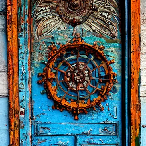 Image similar to A door in the sea, intricate details, eerie, highly detailed, colorful, clean, update