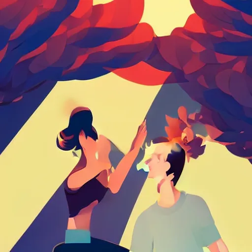 Prompt: two people high fiving, clean cel shaded vector art. shutterstock. behance hd by lois van baarle, artgerm, helen huang, by makoto shinkai and ilya kuvshinov, rossdraws, illustration