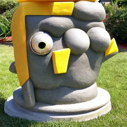 Image similar to spongebob stone sculpture.