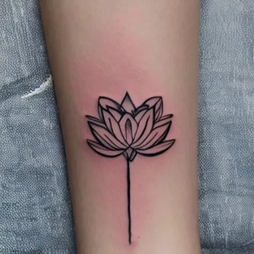 Prompt: minimalistic lotus flower tattoo