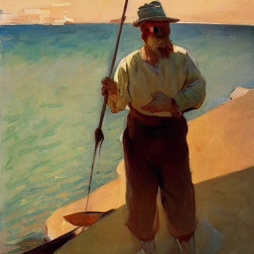 Prompt: the fisherman, by joaquin sorolla y bastida, painted in year 1 1 0 4