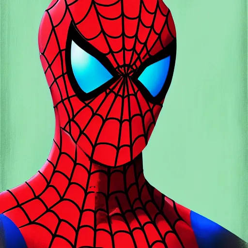 Prompt: portrait of spider man, highly detailed, centered, solid color background, digital painting