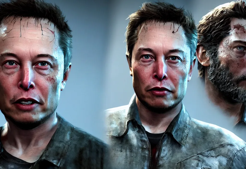 Image similar to elon musk in the last of us, elon musk in the video game in the last of us, gameplay screenshot, close up, 3 d rendering. unreal engine. amazing likeness. very detailed.