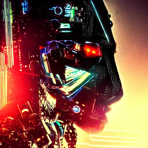 Prompt: portrait of cyber wolf, machine, cyberpunk, android, robot, mechanical parts, editorial photography, neons, blade runner, futuristic style, realistic bokeh and depth of field, award winning, establishing shot