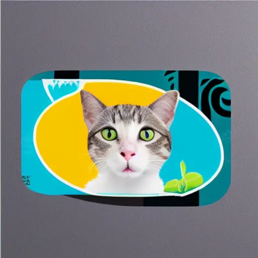 Prompt: product sticker of cat medicine with rectangle shape, elegant,