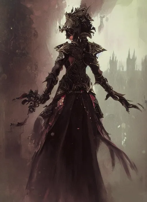 Prompt: imperial princess knight gothic girl. by ruan jia, by robert hubert, illustration