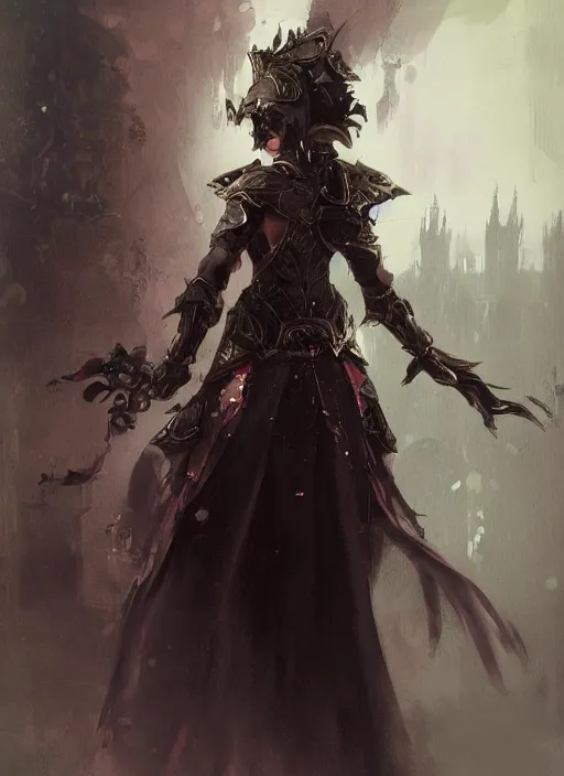 Image similar to imperial princess knight gothic girl. by ruan jia, by robert hubert, illustration