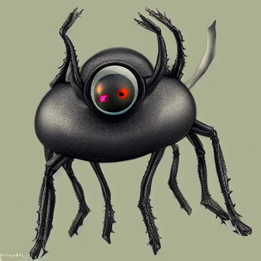 Image similar to tiny embryonic spider horse with 8 legs and one large eye for a head, trending on artstation, scary, subsurface scattering, uplight