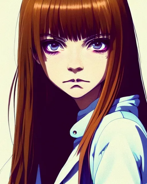 Image similar to portrait Anime as Cara Delevingne girl cute-fine-face, brown-red-hair pretty face, realistic shaded Perfect face, fine details. Anime. realistic shaded lighting by Ilya Kuvshinov katsuhiro otomo ghost-in-the-shell, magali villeneuve, artgerm, rutkowski, WLOP Jeremy Lipkin and Giuseppe Dangelico Pino and Michael Garmash and Rob Rey