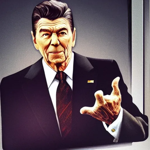 Image similar to “Ronald Reagan in GTA V, cover art by Stephen Bliss, Boxart, loadscreen”