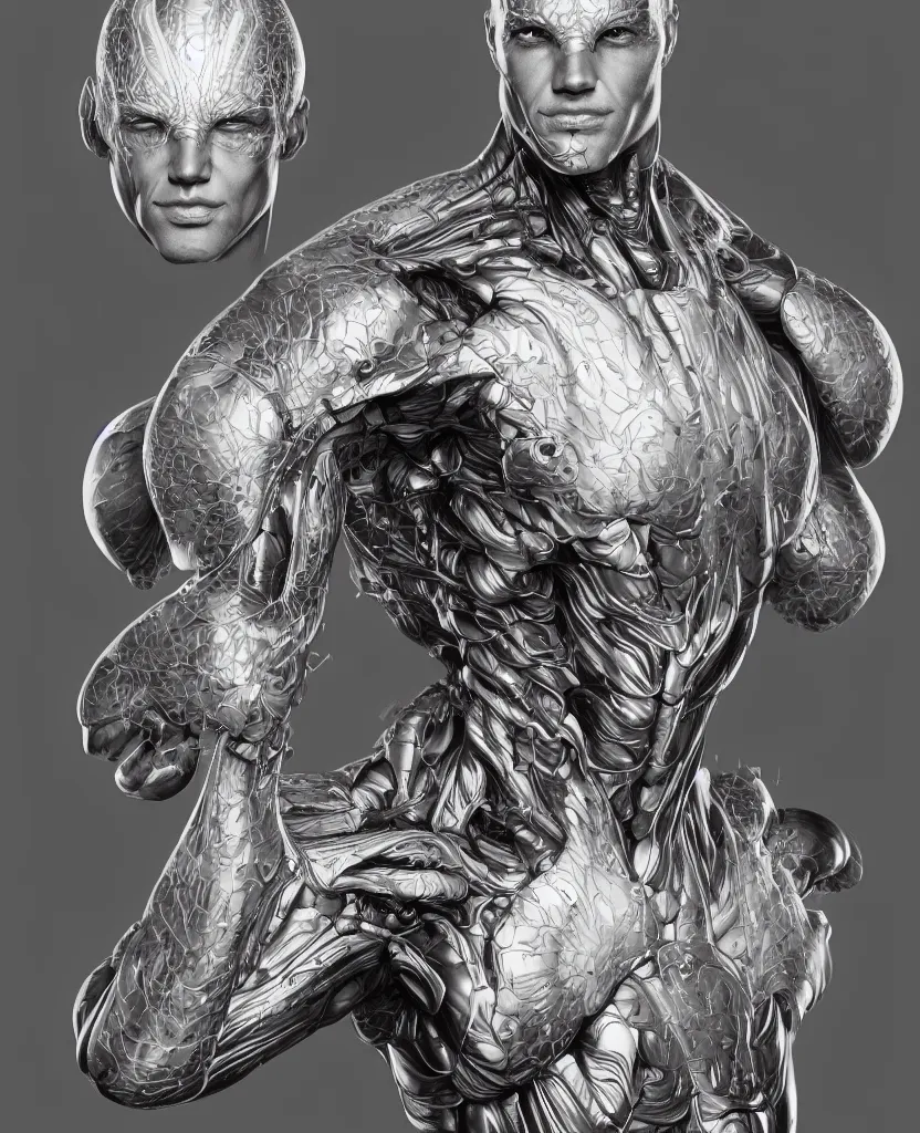 Image similar to a biologic man 4 1 6 0 by artgerm and ernt haeckel trending on artstation