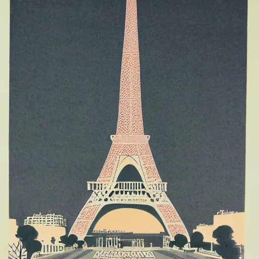 Prompt: paris ; japanese dreamy lithograph