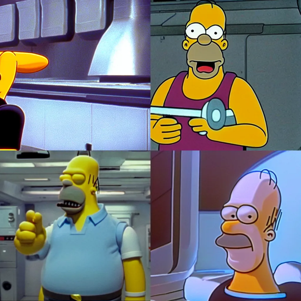 Prompt: film still of Homer Simpson in Star Wars (1977)