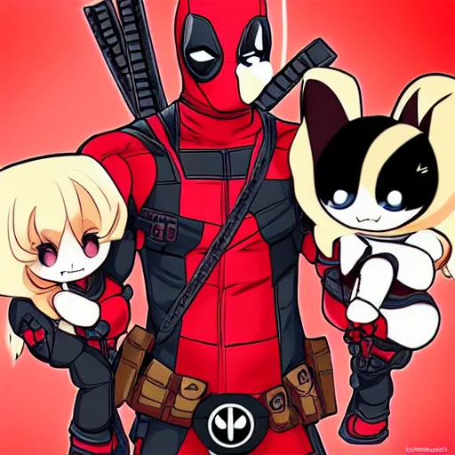 Image similar to Deadpool as a kawaii anime catgirl