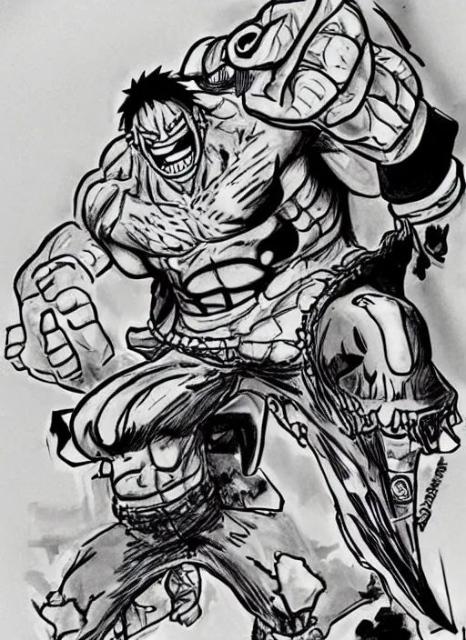 Image similar to dwayne johnson as character in one piece manga, sketch by eiichiro oda