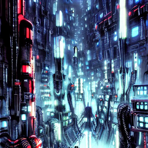 Prompt: cyber fly, background scifi cybernetic city, cinematic, highly detailed, photorealistic, rich bright colors, by giger, by tsutomu nihei