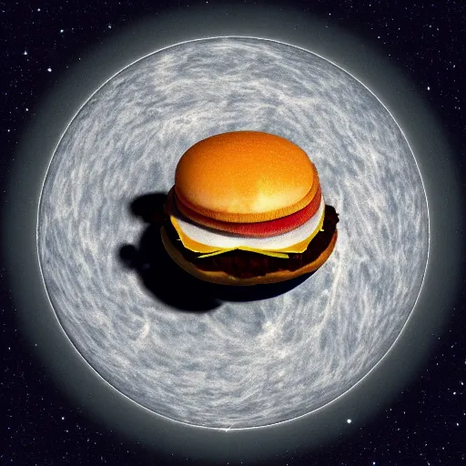 Image similar to cheeseburger is the center of universe, astronomical, vray, award winning